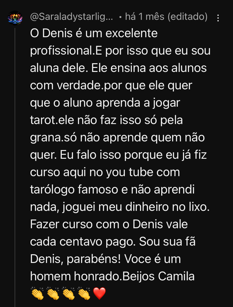 Depoimento Sara Comunidade Viver de Tarot